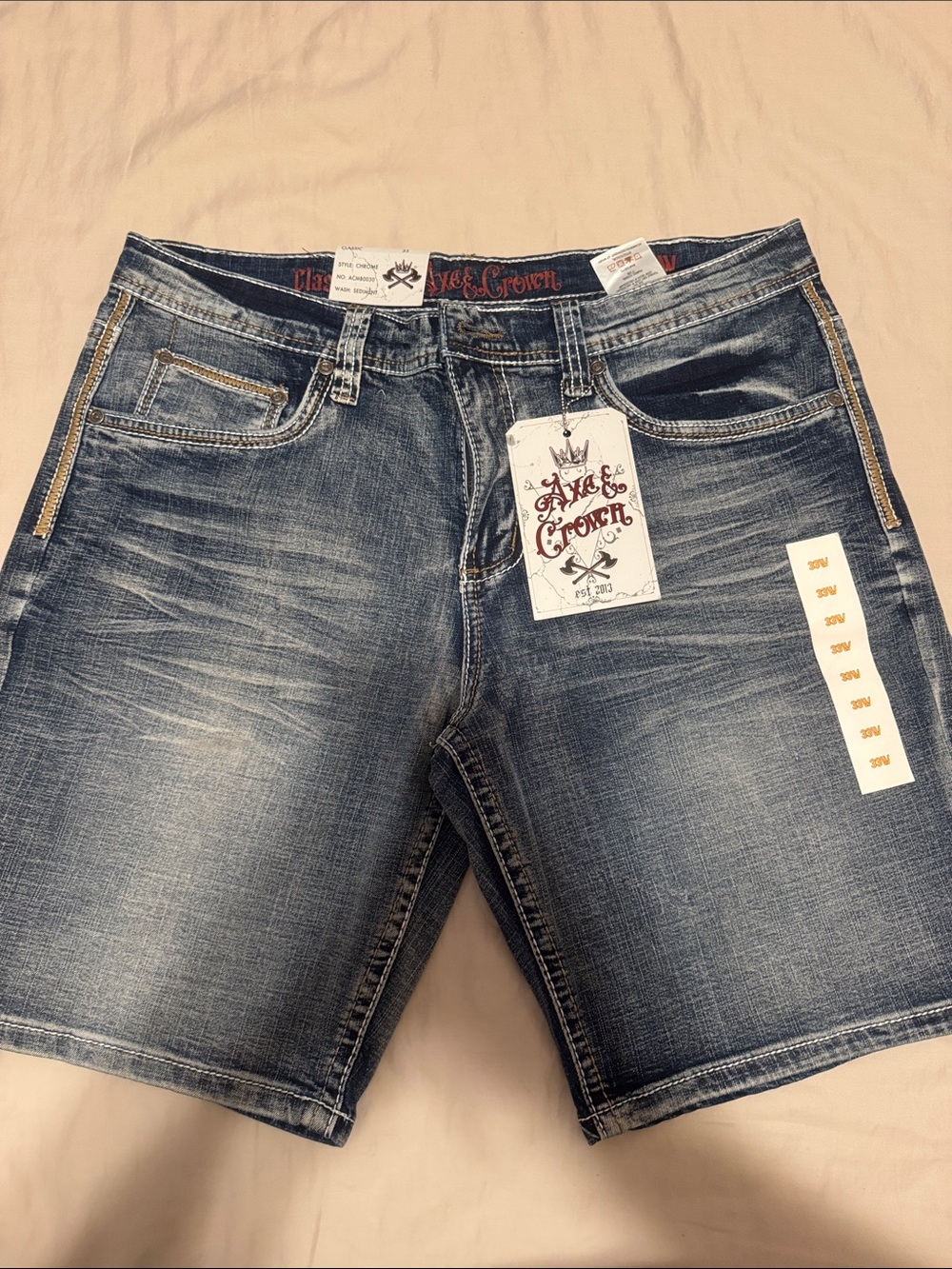 Axe & Crown Men’s Distressed Blue Denim Jean Shorts